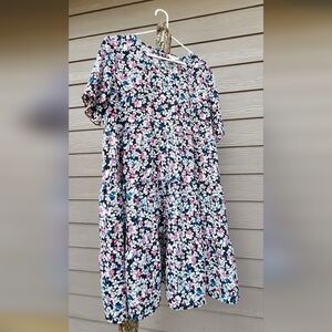 Terra & Sky Floral  Dress - Black, Pink, White